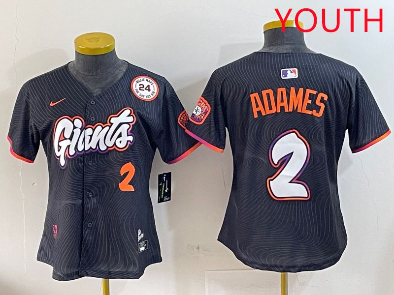 Youth San Francisco Giants #2 Adames Black Joint Name Nike 2025 MLB Jersey style 6->youth mlb jersey->Youth Jersey